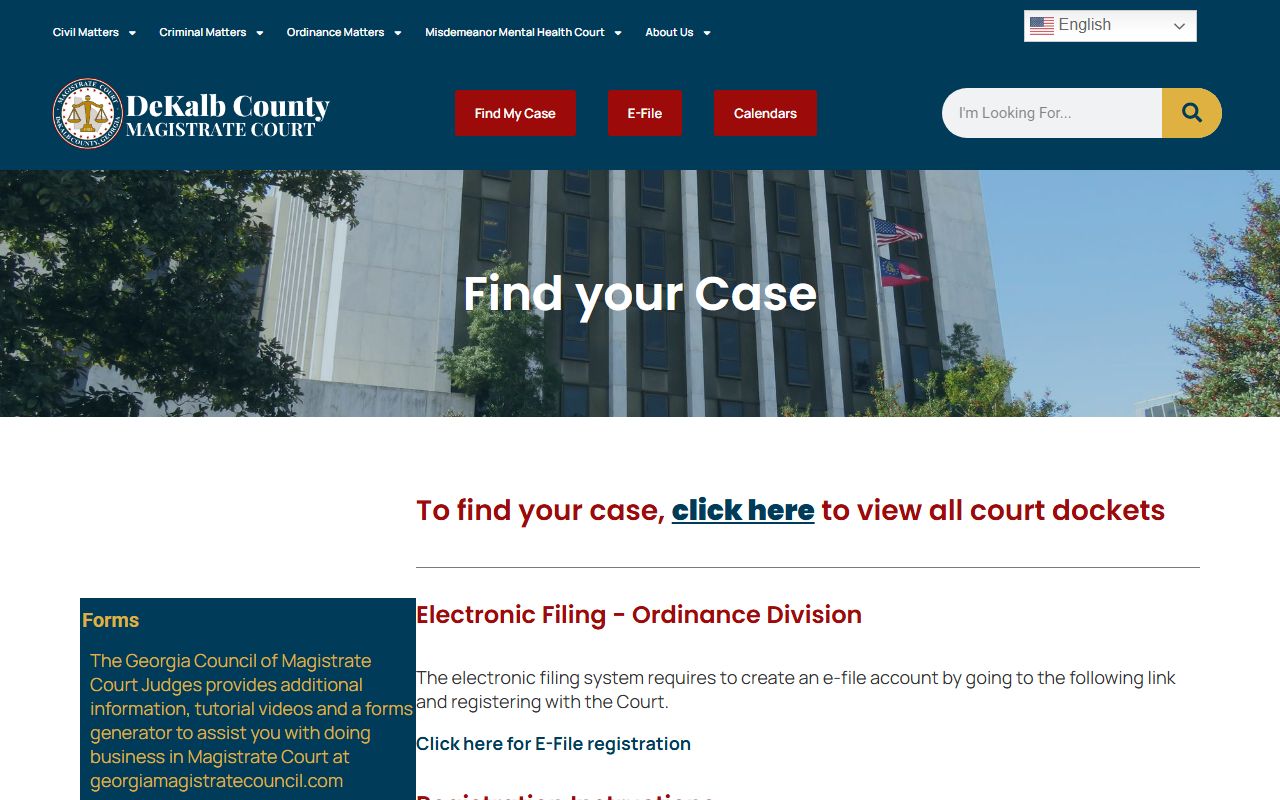DeKalb County court dockets Magistrate find your case page