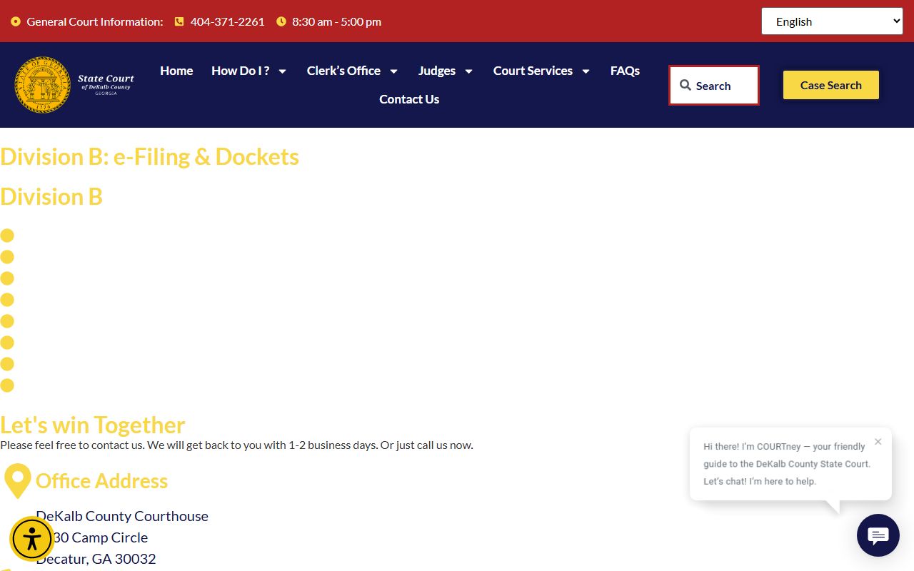 DeKalb County court dockets State Court Division B docket page