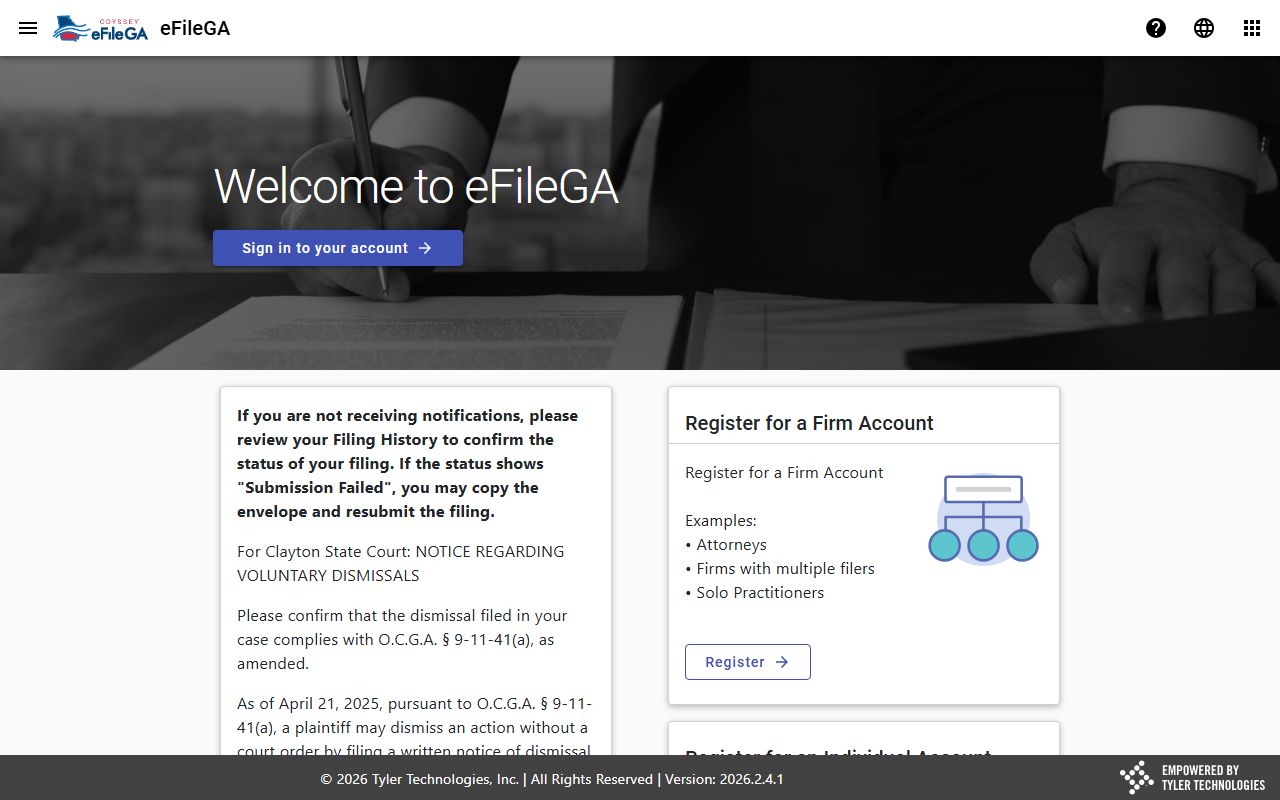DeKalb County court records eFileGA Tyler landing page