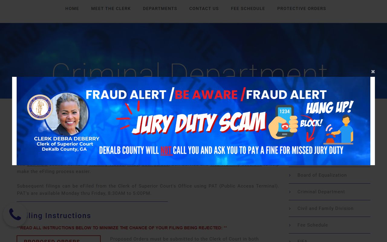 DeKalb County court records Superior Clerk criminal records page