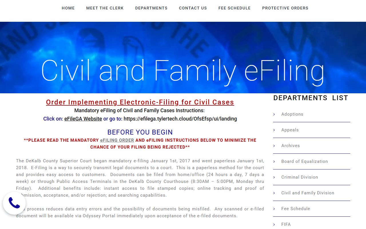 DeKalb County court records Superior Clerk civil and family records page