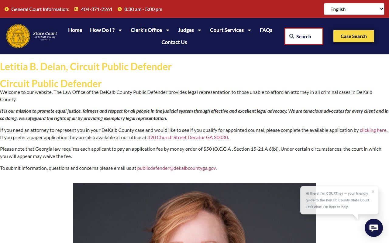 DeKalb County criminal court records Public Defender page