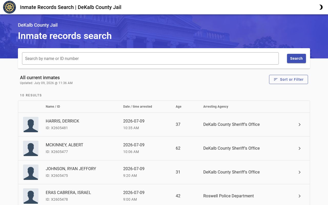 DeKalb County inmate records current inmate lookup