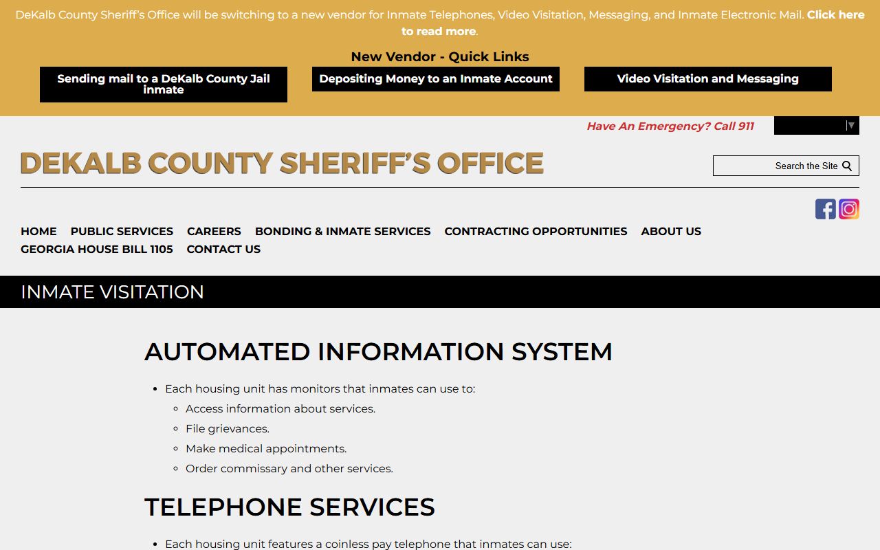 DeKalb County inmate records visitation ViaPath information