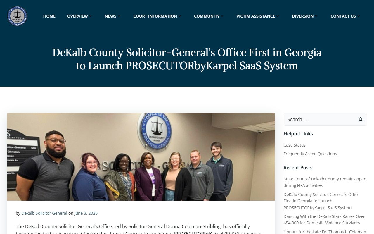 DeKalb County traffic court records Solicitor-General traffic prosecution system
