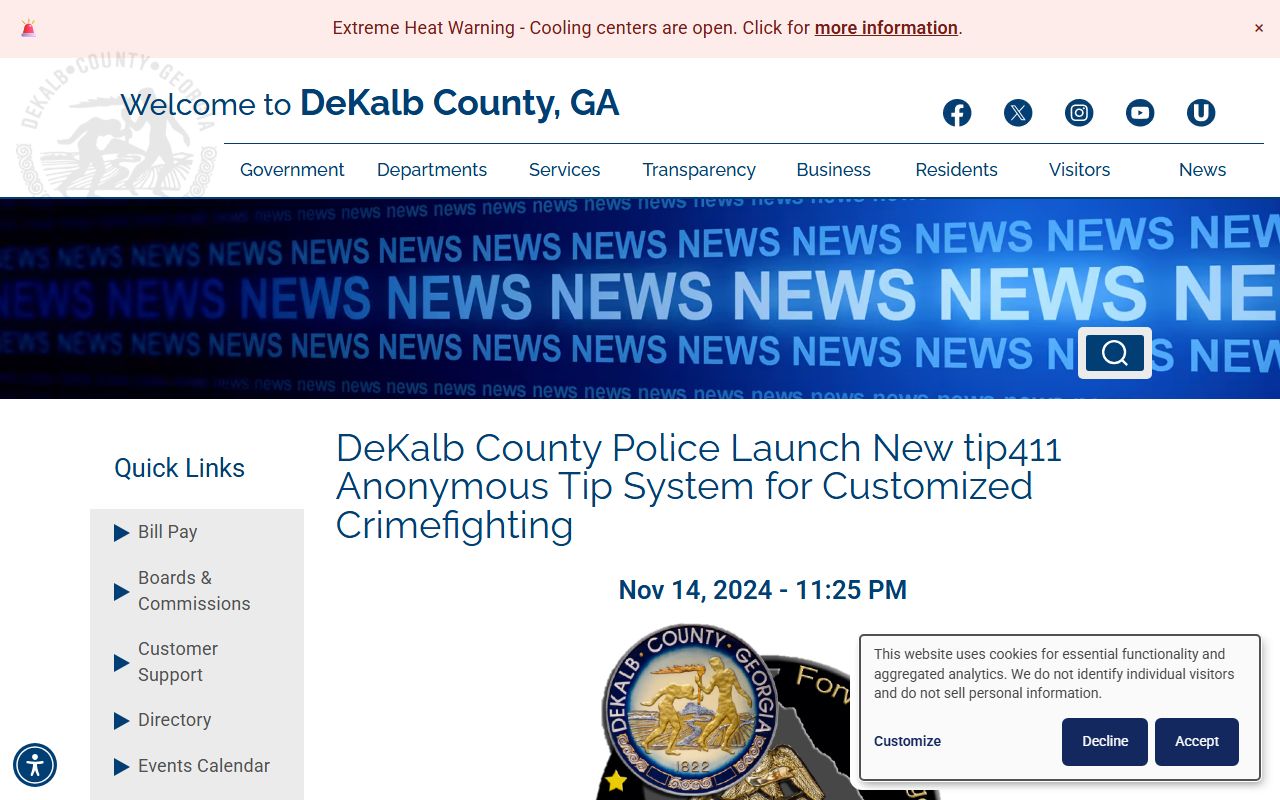 DeKalb County warrant records police tip411 tip system caveat